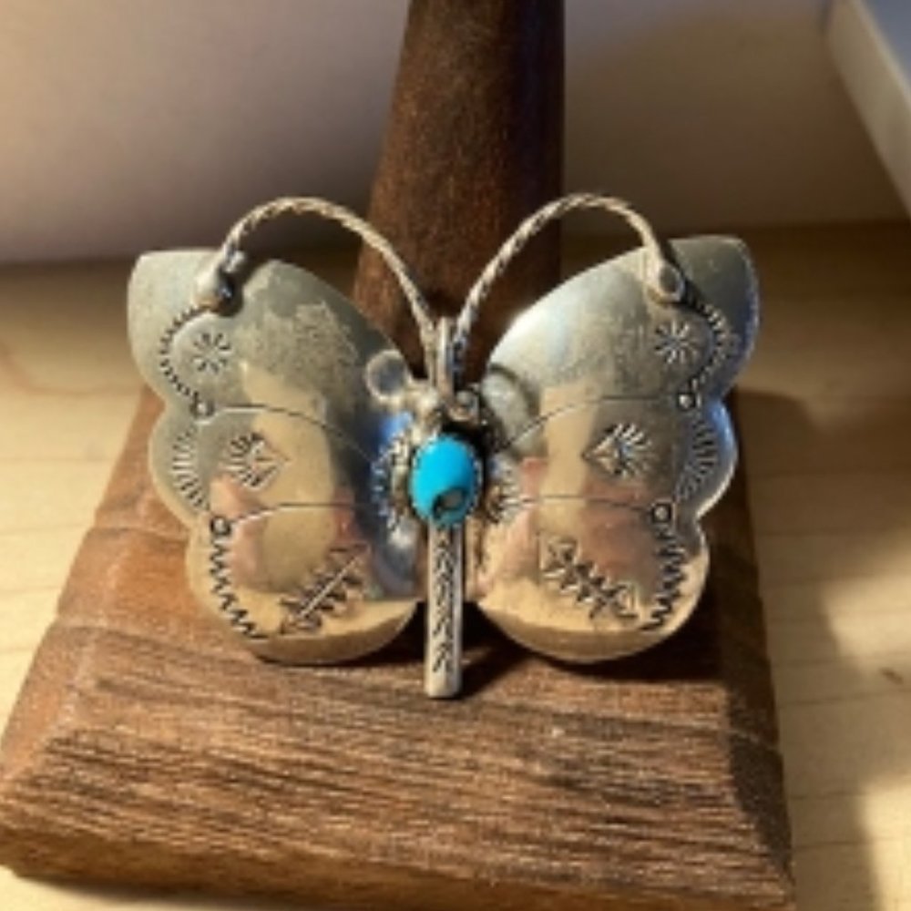 Vintage Navajo  Butterfly Brooch/Pendant - Signed